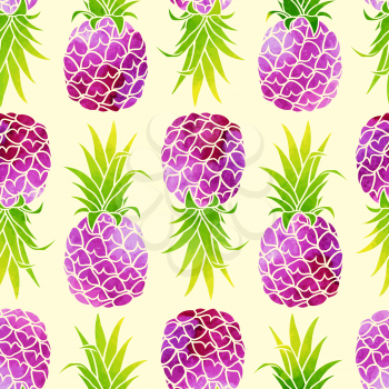 Abstract seamless pattern with pineapples. Watercolor vector background for contemporary design