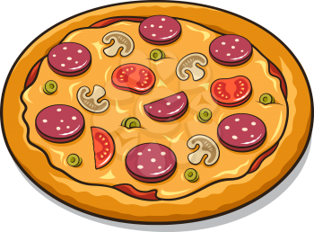 Tasty classical Italian pizza. Vector illustration