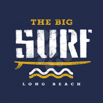 Surfing artwork. The Big Surf Long Beach. T shirt graphics