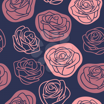 Floral seamless pattern with roses. Abstract vector background