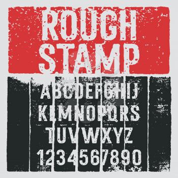 Rough stamp typeface / Grunge textured font / Vector handmade alphabet / Stamp style uppercase letters and numbers / Vectors / Plus 8 grunge textures as a bonus