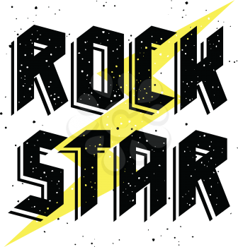 Typography slogan for t-shirt design, fashion badge or embroidery patch. Graphic Tee. Vector illustration with fashion inscription Rock Star