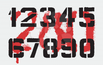 Rough imprints of stencil numbers with grunge texture