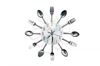 Kitchen clock in the original style of a spoon and fork