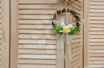 Easter background with decorations. Spring Decor studio
