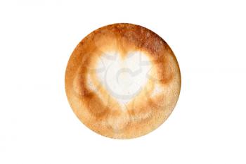 Beautiful coffee with a heart without a cup, isolated.