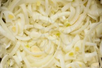 Beautiful and fresh chopped onions with semicircles.