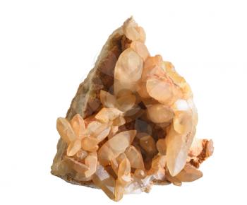 Calcite gem, close-up, isolated on a white background. Minerals in Europe