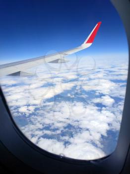 View from the window of the aircraft on the wing