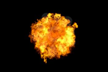 Explosive flame with dark background, 3d rendering. Computer digital drawing.