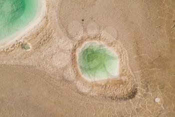 Aerial of salt lakes, natural landscape. Photo in Qinghai, China.