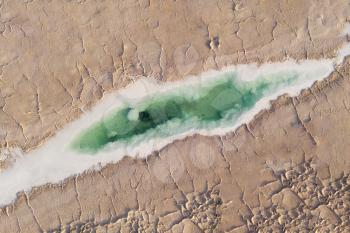 Aerial of salt lakes, natural landscape. Photo in Qinghai, China.