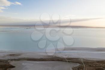 View of the salt lake, natural landscape background. Photo in Qinghai, China.