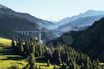 The bridge between the mountains. Shot in Guozigou, xinjiang, China.