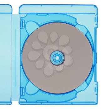 Bluray video disc in a blue box isolated over white