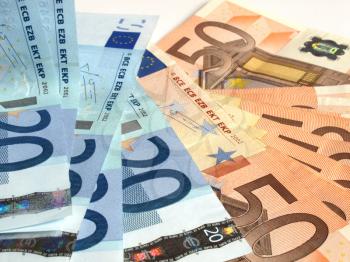 Range of 20 and 50 Euro banknotes useful as a background