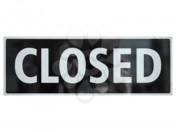 Closed sign a in shop window isolated over white background