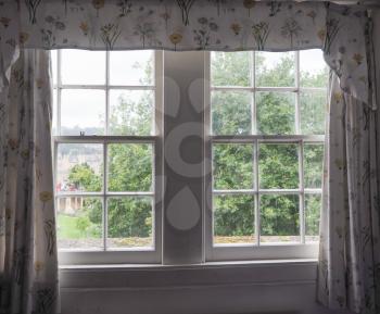 View of the park through a traditional British window