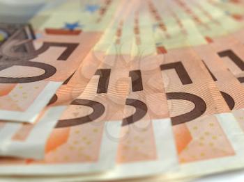 Range of 50 Euro banknotes useful as a background