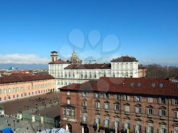 Piazza Castello central baroque square in Turin Italy