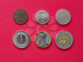 Series of Polish Zloty coins money (PLN), currency of Poland