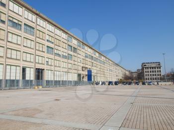 Industrial architecture of the old Torino Lingotto dismissed car factory in Turin Italy