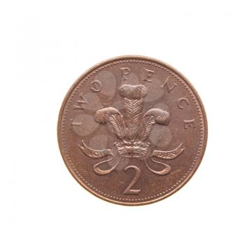 Two Pence coin isolated over a white background