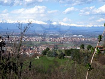 City of Settimo Torinese (Torino) skyline panorama seen from the Superga hill