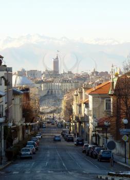 City of Turin (Torino) skyline panorama from the hill