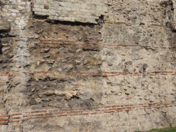 Ancient Roman wall ruins in London, UK