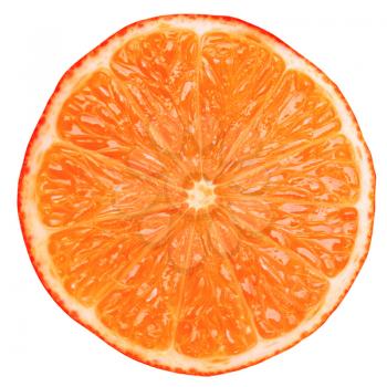 Red orange citrus slice isolated over white