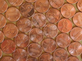 One Cent Dollar coins money (USD), currency of United States