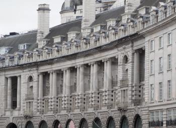 Detail of Regent Street crescent facade in London, UK