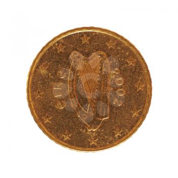 50 cents coin money (EUR), currency of European Union, Ireland isolated over white background