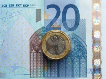 Background of Euro banknotes and coins money