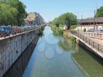 Naviglio Grande, canal waterway in Milan, Italy