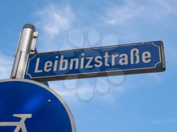 Leibnizstrasse street sign in Leipzig Germany