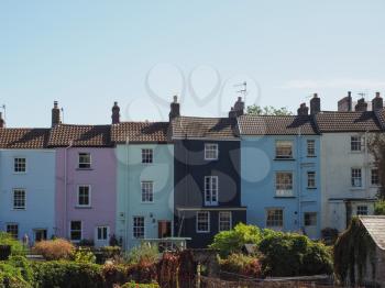 Bridge Street colourful houses in Chepstow, UK