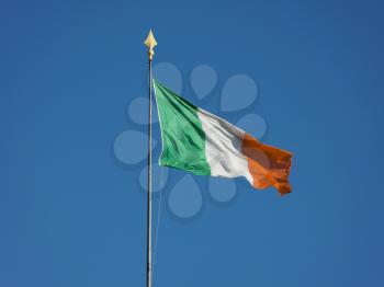 the Irish national flag of Ireland, Europe over blue sky