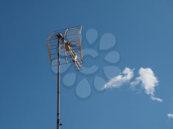 aerial antenna for digital terrestrial tv over blue sky