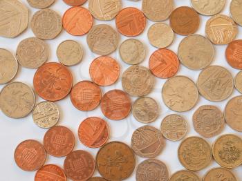 Macro image of British pound coins money