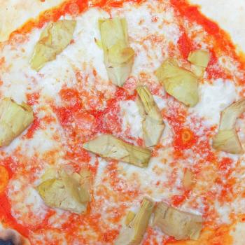 Italian Artichoke Pizza (Pizza ai Carciofi) with vegetables -  background