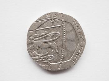 Twenty pence coin currency of the United Kingdom