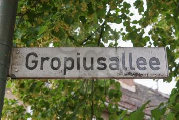Groupiusallee street sign in Dessau in Germany