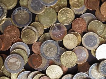 Euro coins money (EUR), currency of European Union useful as a background