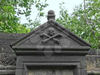A gothic tomb in an ancient churchyard