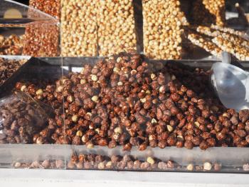 roasted hazelnuts food at a street market