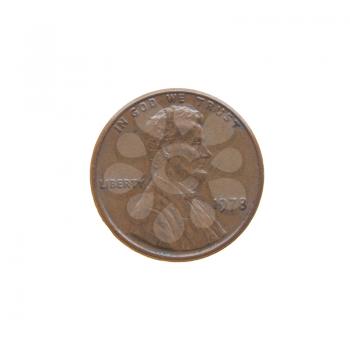 One Cent coin isolated over a white background