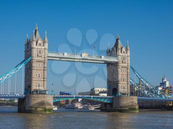 Tower Bridge on River Thames in London, UK