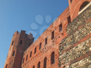 Palatine towers (Porte Palatine) ancient roman town gates Turin